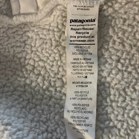 Patagonia Kids Sherpa Fleece Zip Hoodie Cream Size 5/6 - Picture 6 of 7